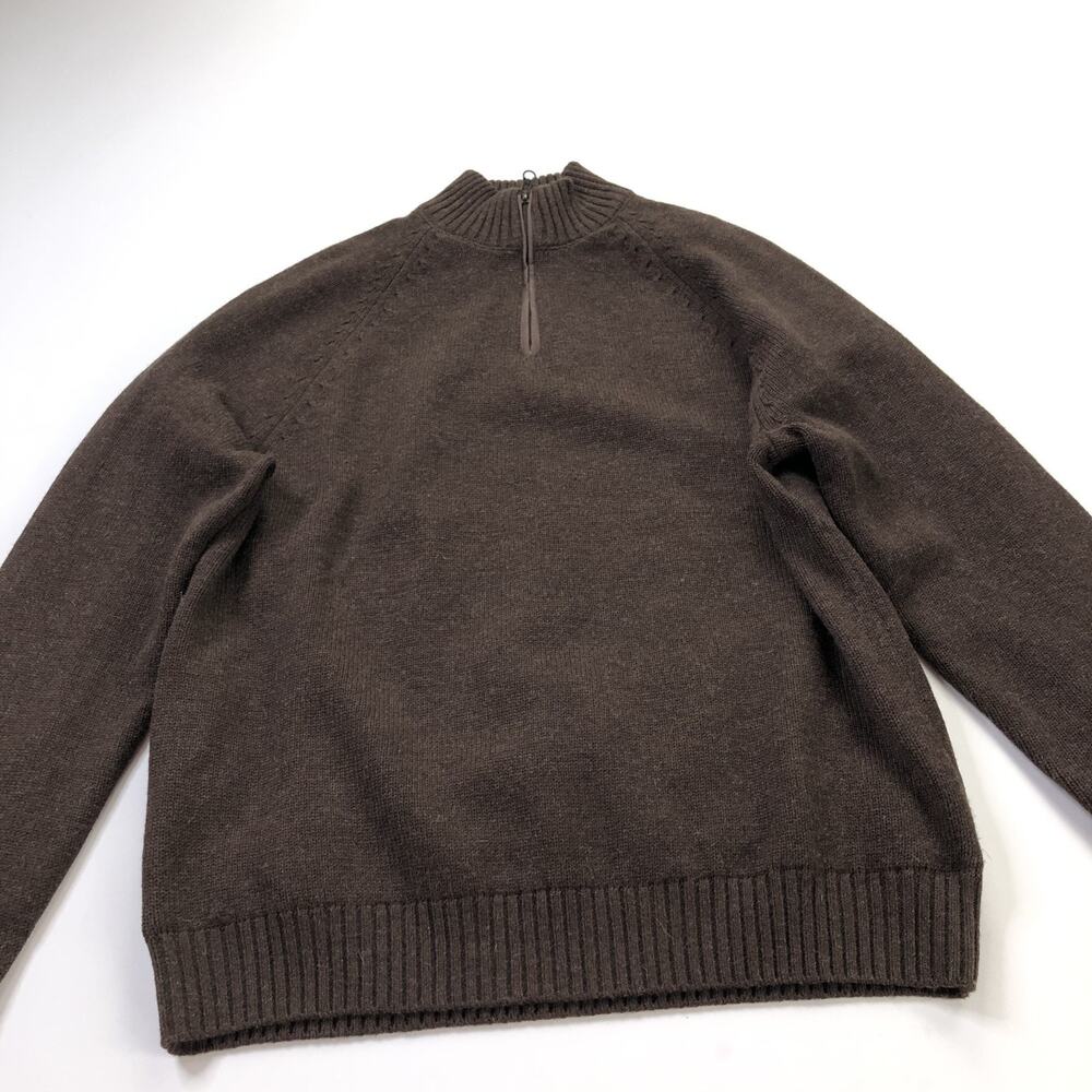 Beretta Large Pullover Lined 1/4 Zip Mock Neck Hoodie Sweater Brown MINT